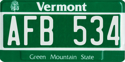 VT license plate AFB534