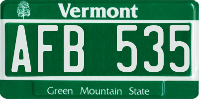 VT license plate AFB535