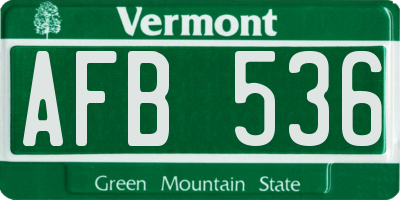 VT license plate AFB536