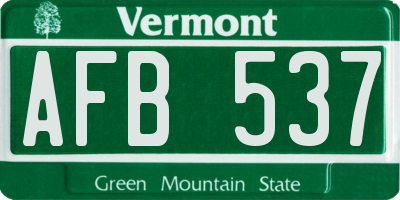 VT license plate AFB537