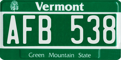 VT license plate AFB538