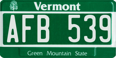 VT license plate AFB539