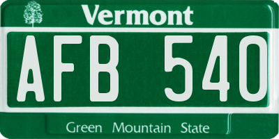 VT license plate AFB540