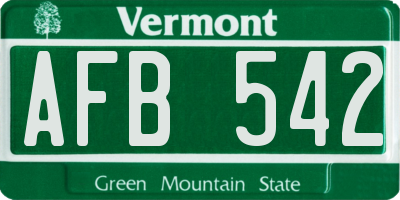 VT license plate AFB542
