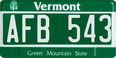 VT license plate AFB543