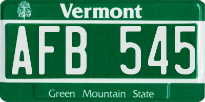 VT license plate AFB545