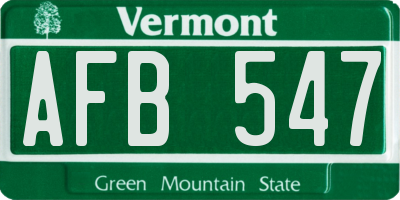 VT license plate AFB547