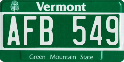 VT license plate AFB549