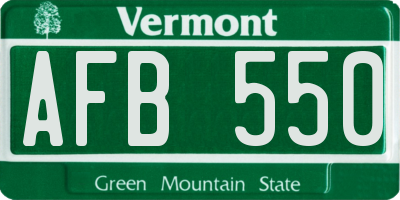 VT license plate AFB550