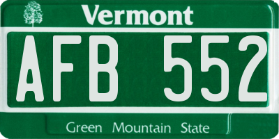 VT license plate AFB552