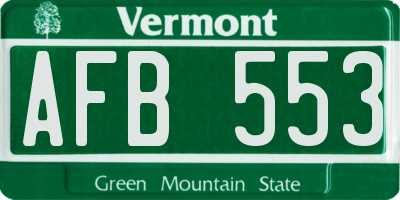 VT license plate AFB553