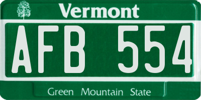 VT license plate AFB554