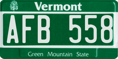 VT license plate AFB558
