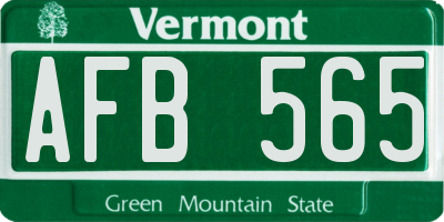 VT license plate AFB565