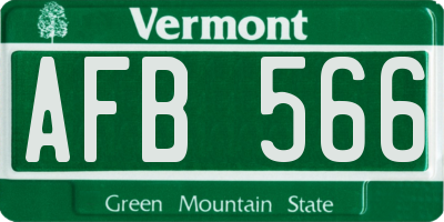 VT license plate AFB566