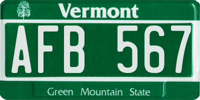 VT license plate AFB567