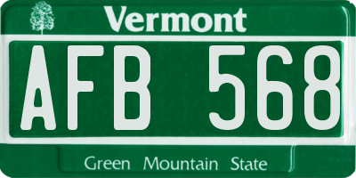 VT license plate AFB568