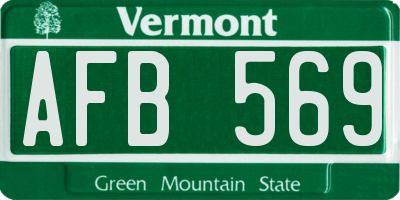 VT license plate AFB569