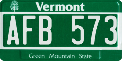 VT license plate AFB573