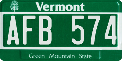 VT license plate AFB574