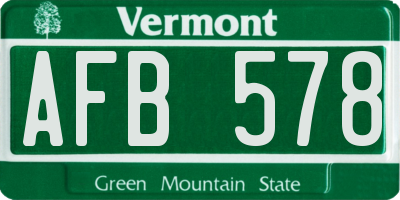 VT license plate AFB578