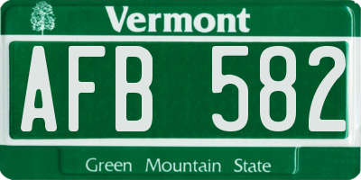 VT license plate AFB582