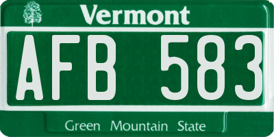 VT license plate AFB583