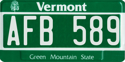 VT license plate AFB589