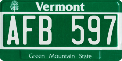 VT license plate AFB597