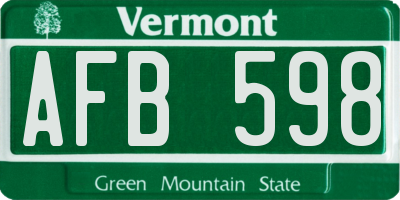 VT license plate AFB598