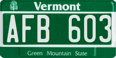 VT license plate AFB603