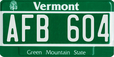VT license plate AFB604