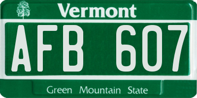 VT license plate AFB607