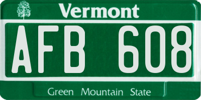 VT license plate AFB608