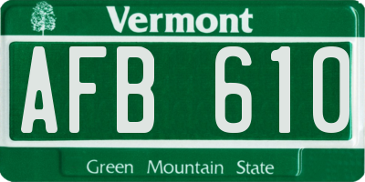 VT license plate AFB610