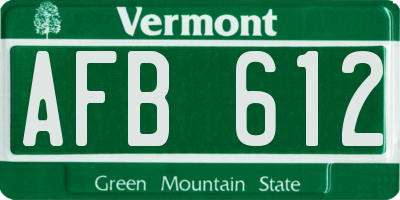 VT license plate AFB612