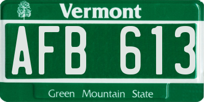 VT license plate AFB613