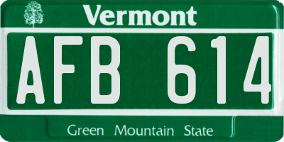 VT license plate AFB614