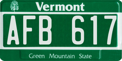 VT license plate AFB617