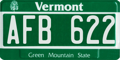 VT license plate AFB622