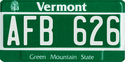 VT license plate AFB626