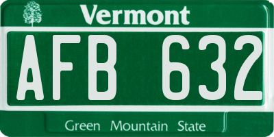 VT license plate AFB632