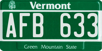 VT license plate AFB633