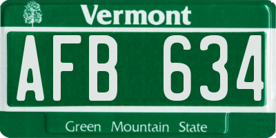 VT license plate AFB634