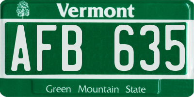 VT license plate AFB635