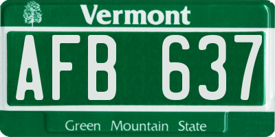 VT license plate AFB637