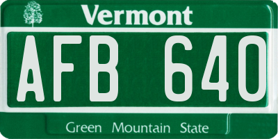 VT license plate AFB640