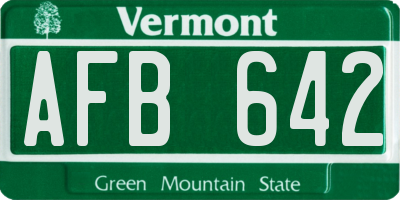 VT license plate AFB642