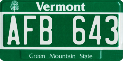 VT license plate AFB643
