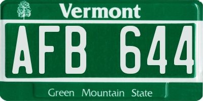 VT license plate AFB644
